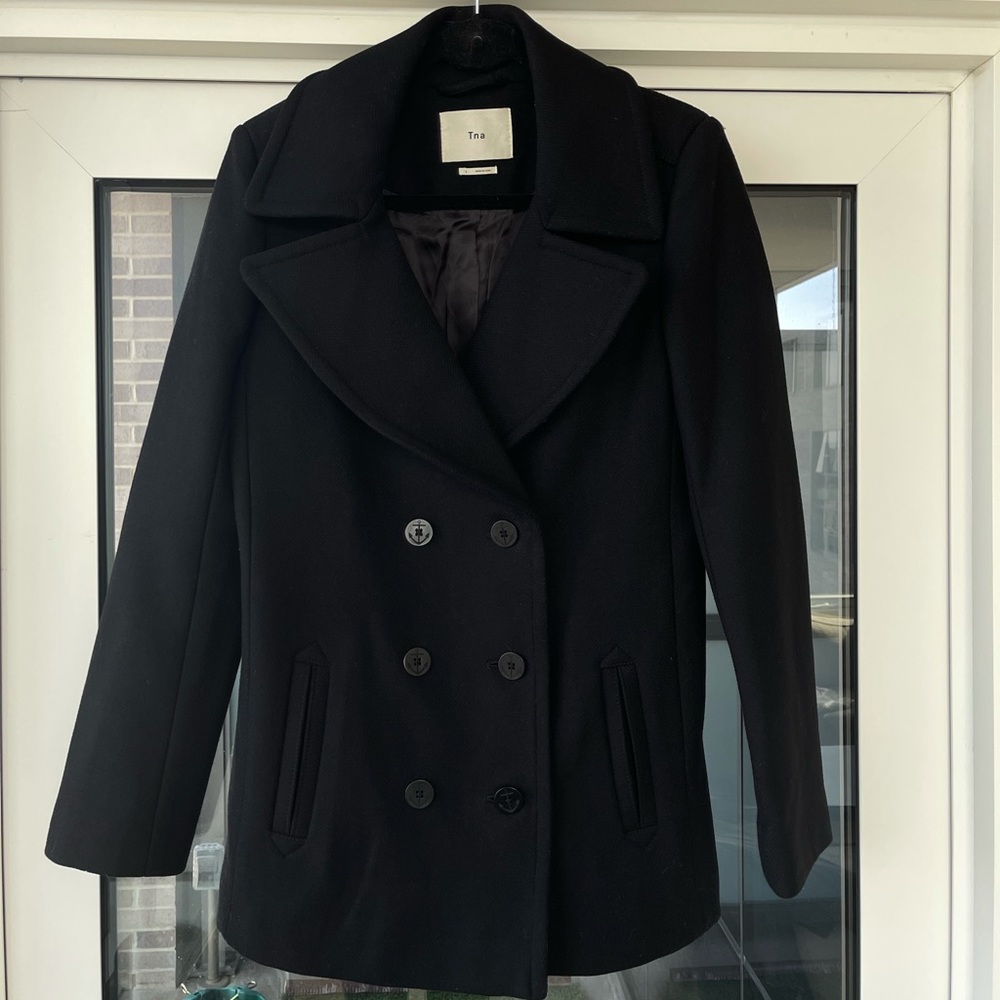 Black wool pea coat from Aritzia